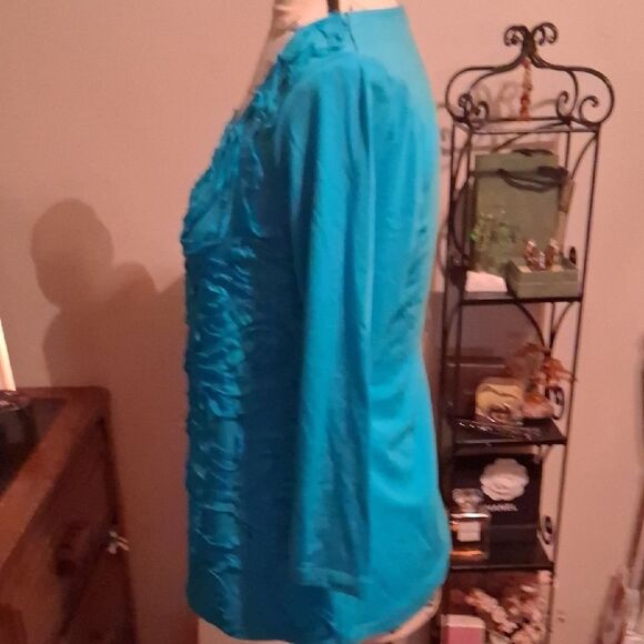 NWT Cable & Gauge Turquoise Textured Blouse Medium - Picture 7 of 13